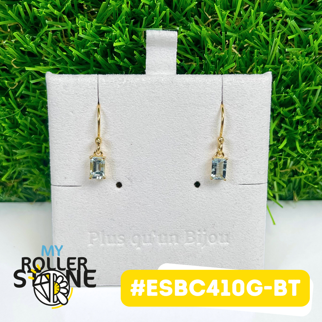 Boucles d'oreilles Argent 925 plaqué or Topaze bleue #ESBC410G-BT