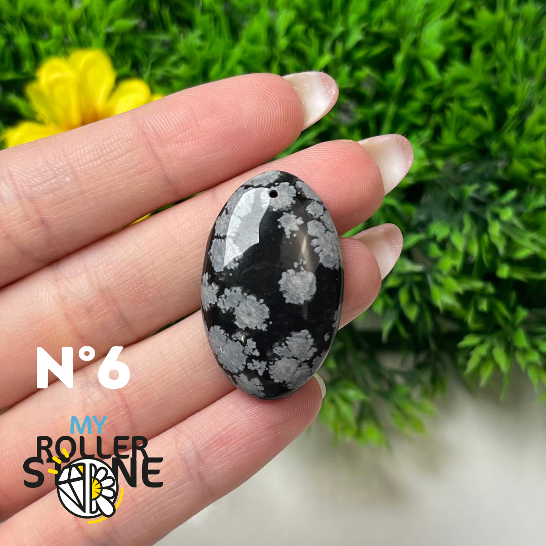 Pendentif Obsidienne flocon de neige 5A percé