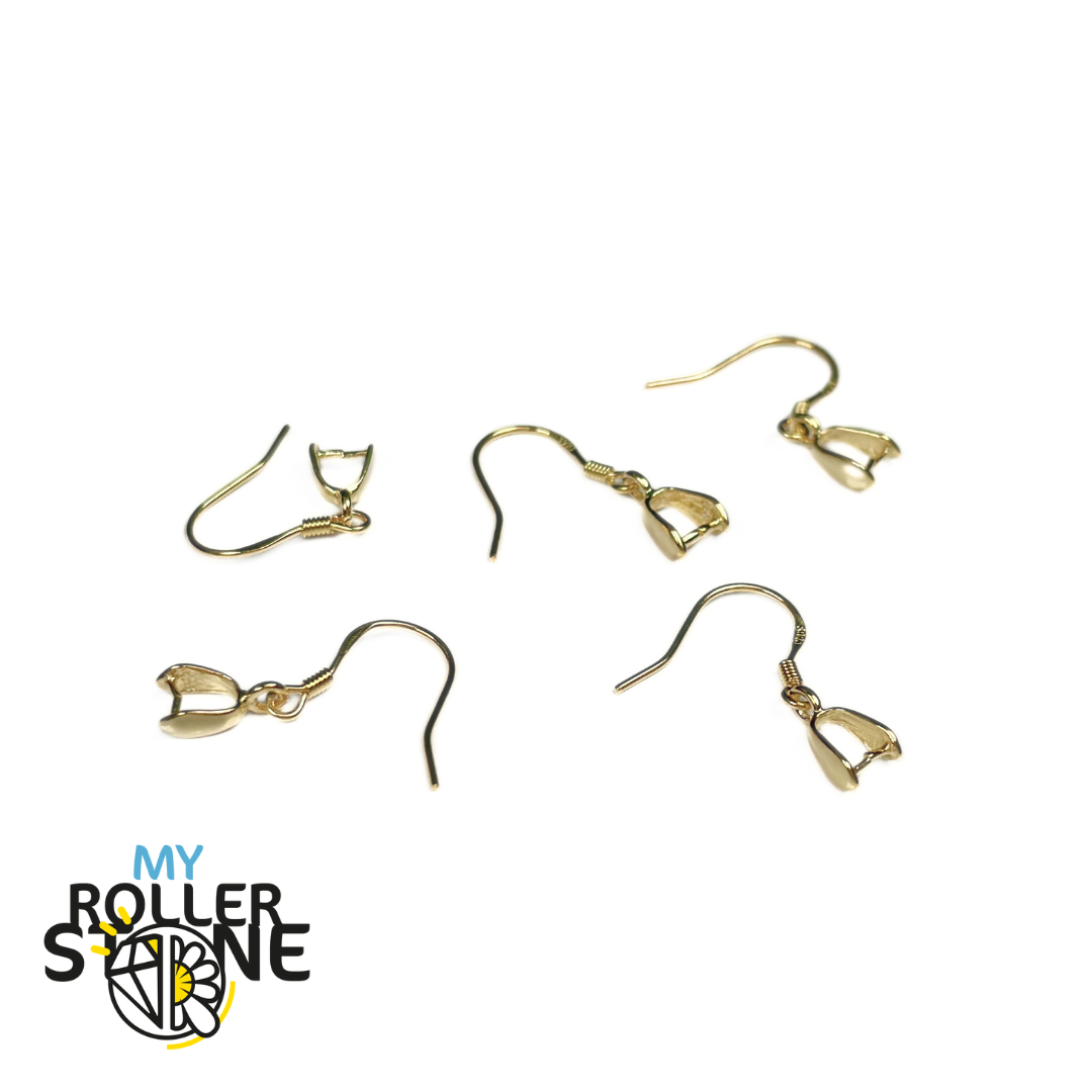 Crochets de Boucles d’Oreilles Dorée avec Bélières en Argent Sterling 925