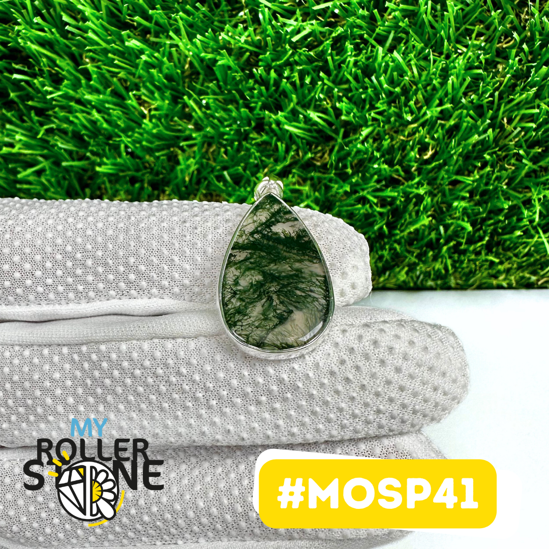 Pendentif Agate Mousse Argent 925 (MOSP41)