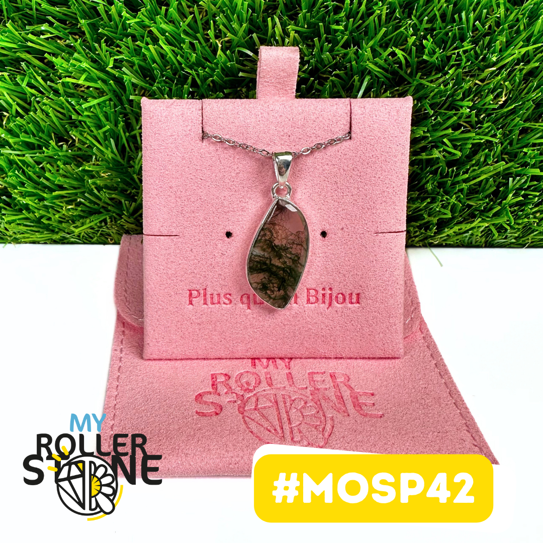 Pendentif Agate Mousse Argent 925 (MOSP42)