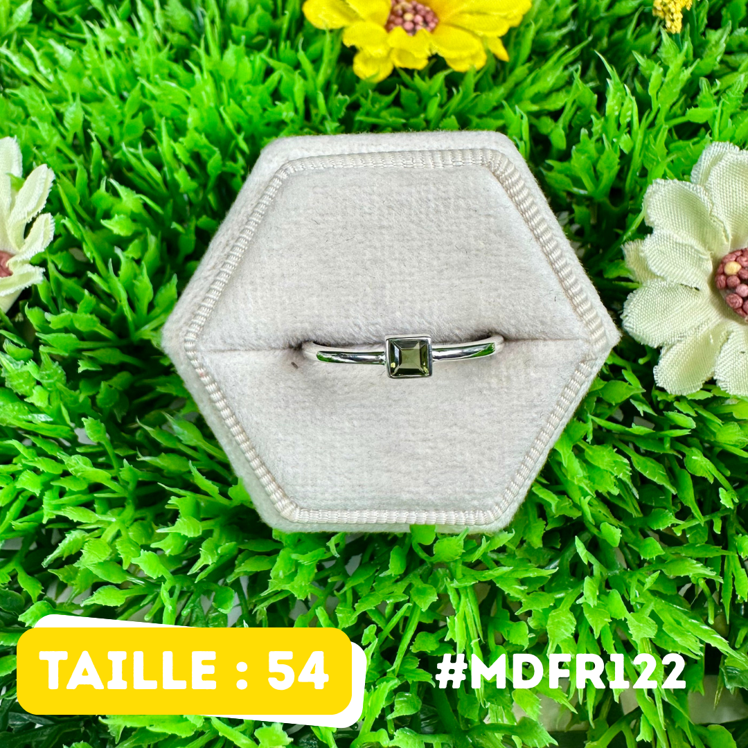 Bague Moldavite Facettée Argent 925  #MDFR122