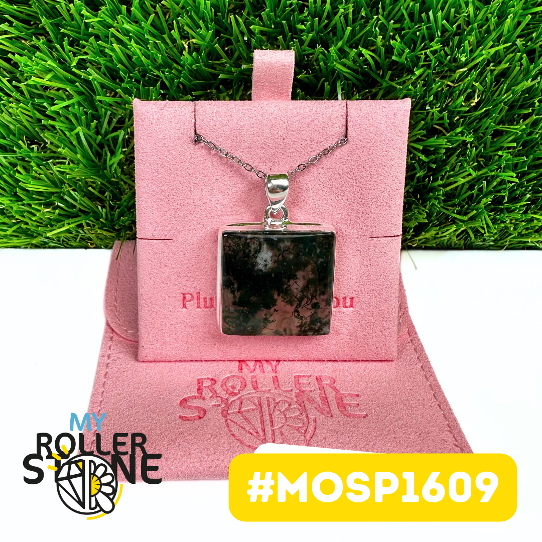 Pendentif Agate Mousse Argent 925 (MOSP1609)