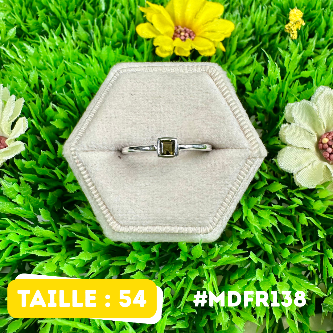 Bague Moldavite Facettée Argent 925 #MDFR138