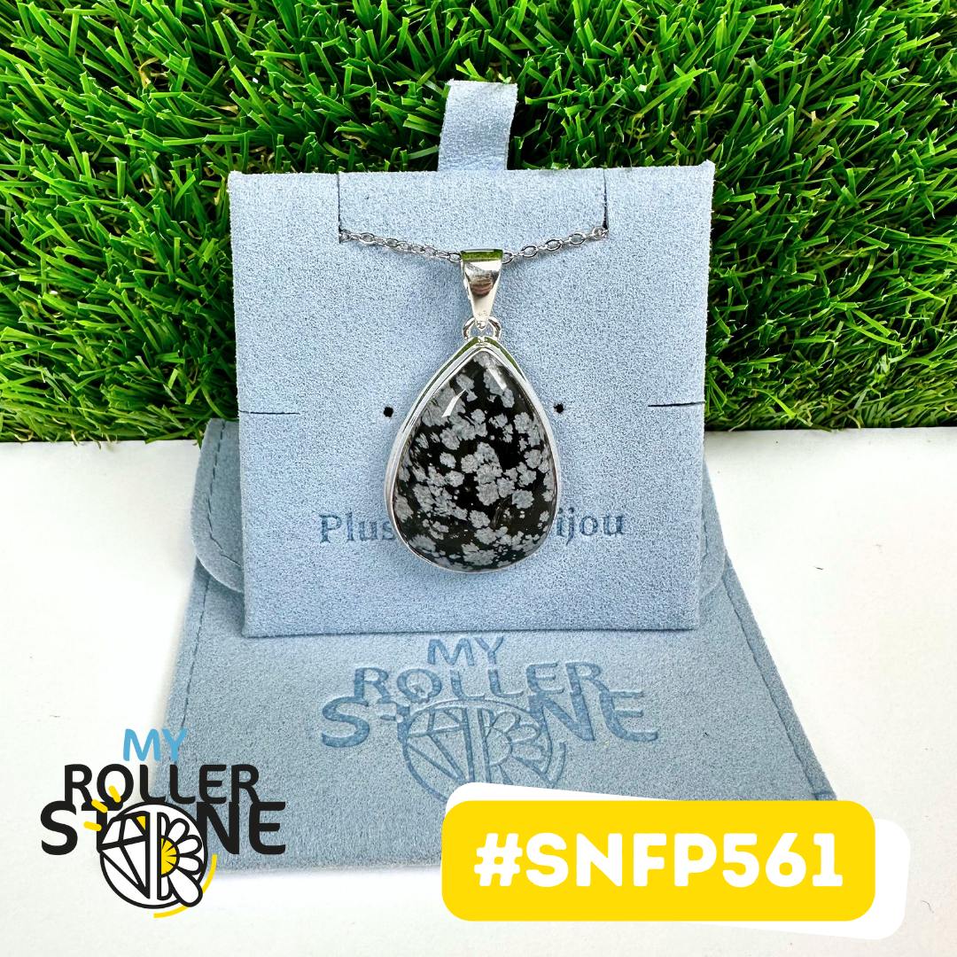 Pendentif Obsidienne Flocon de neige Argent 925 (SNFP561)