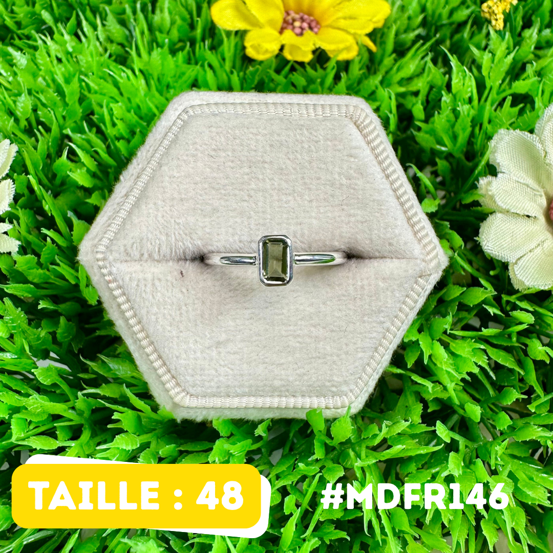 Bague Moldavite Facettée Argent 925 #MDFR146