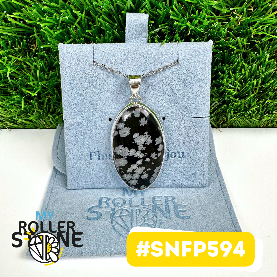 Pendentif Obsidienne Flocon de neige Argent 925 (SNFP594)
