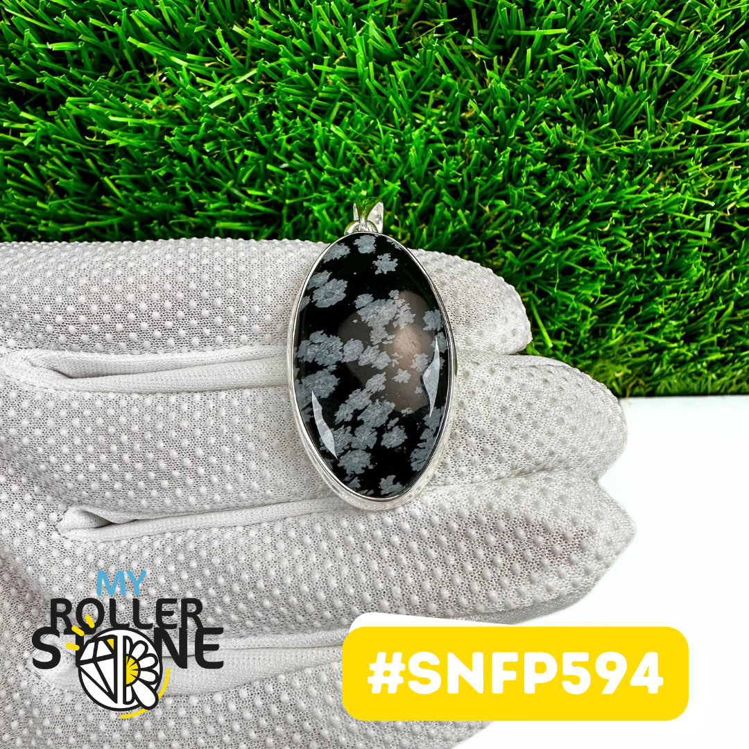 Pendentif Obsidienne Flocon de neige Argent 925 (SNFP594)