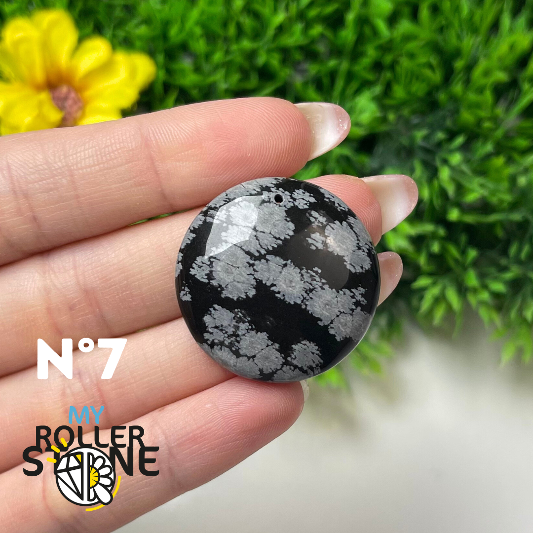 Pendentif Obsidienne flocon de neige 5A percé