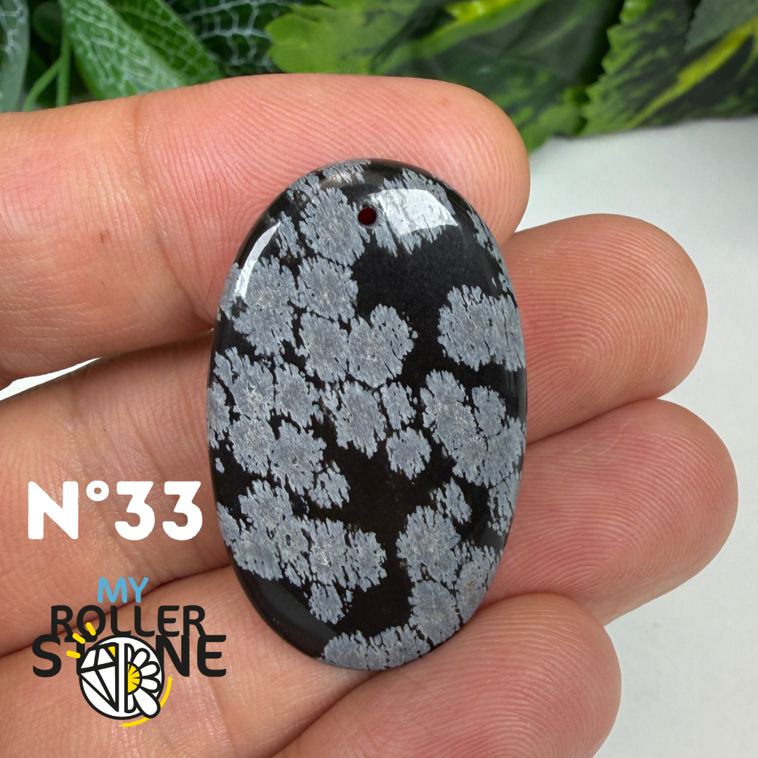 Pendentif Obsidienne flocon de neige 5A percé
