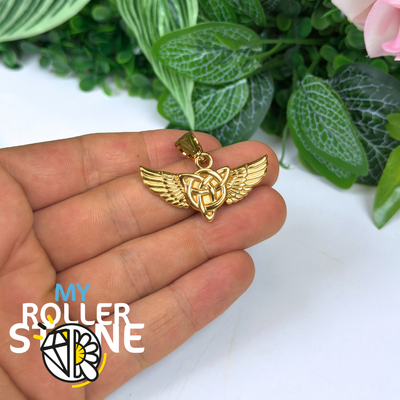 Pendentif nœud de la Trinité Ailé doré
