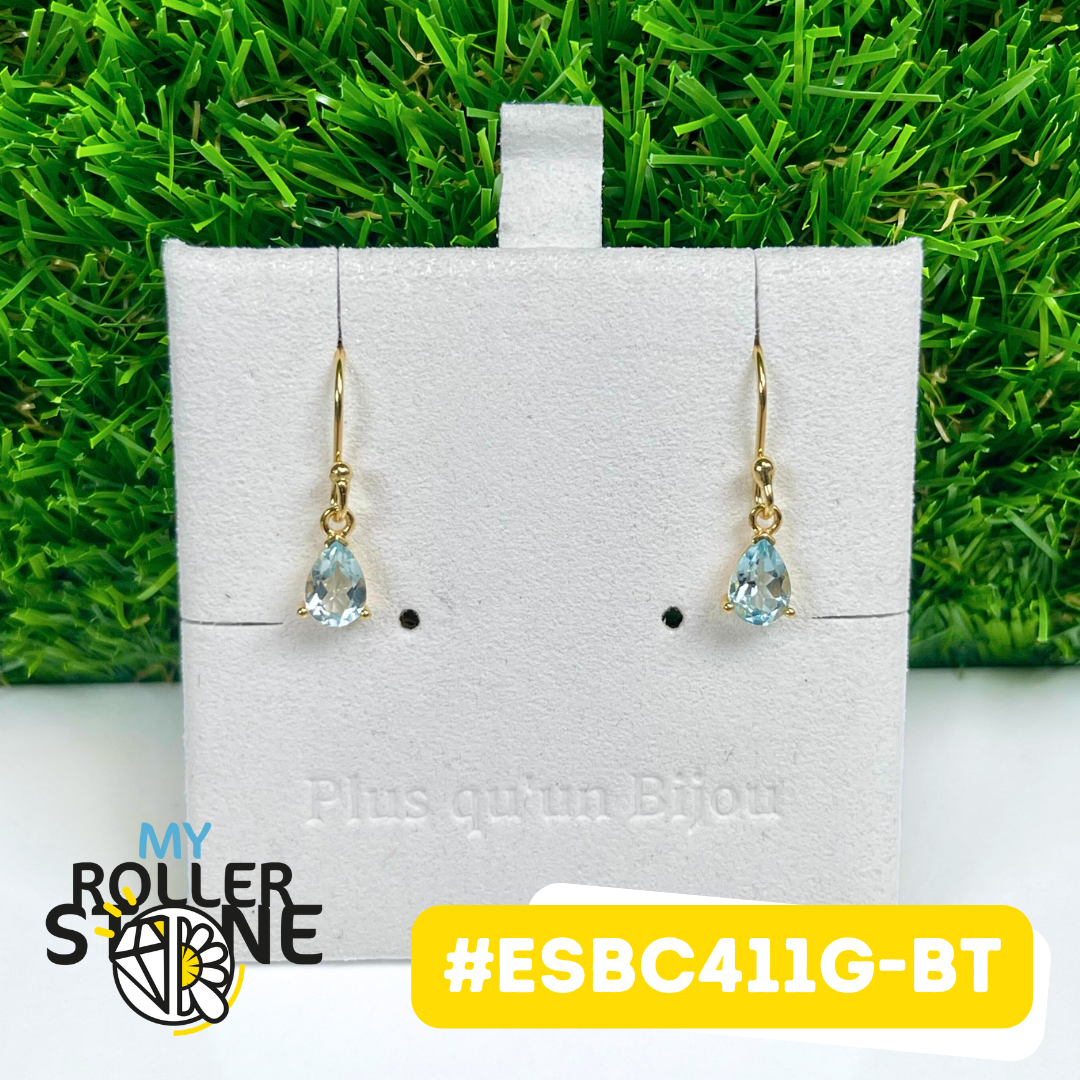 Boucles d'oreilles Argent 925 plaqué or Topaze bleue #ESBC411G-BT