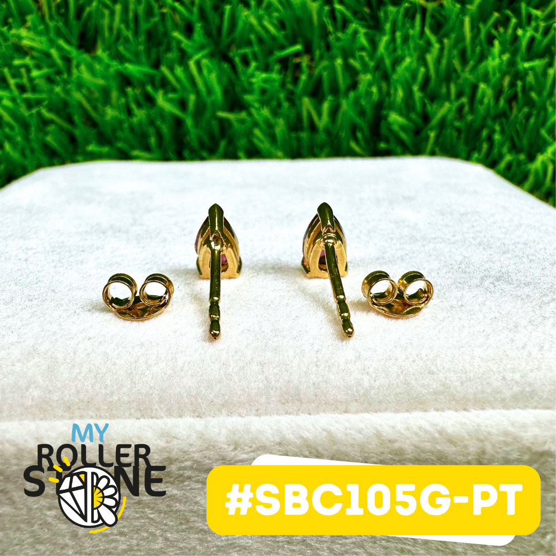 Boucles D'oreilles Tourmaline rose Argent 925 Plaqué Or 18K (SBC105G-PT)