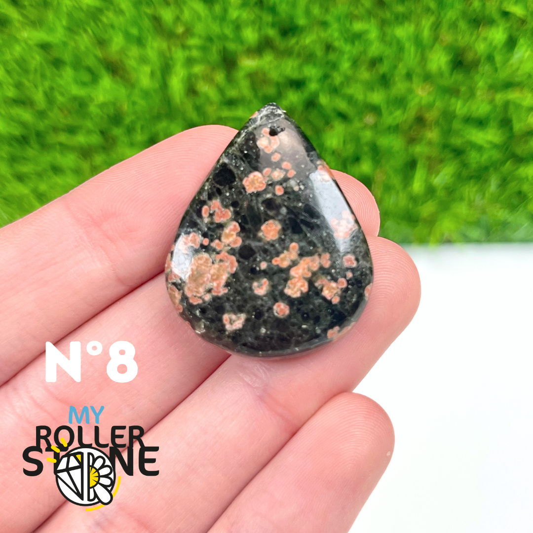 Pendentif Obsidienne Fleurie percé