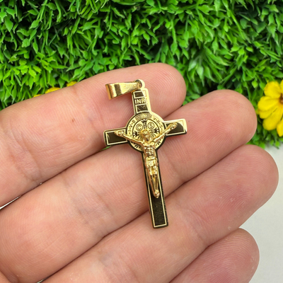 Pendentif Croix de Jésus en acier inoxydable 304 doré