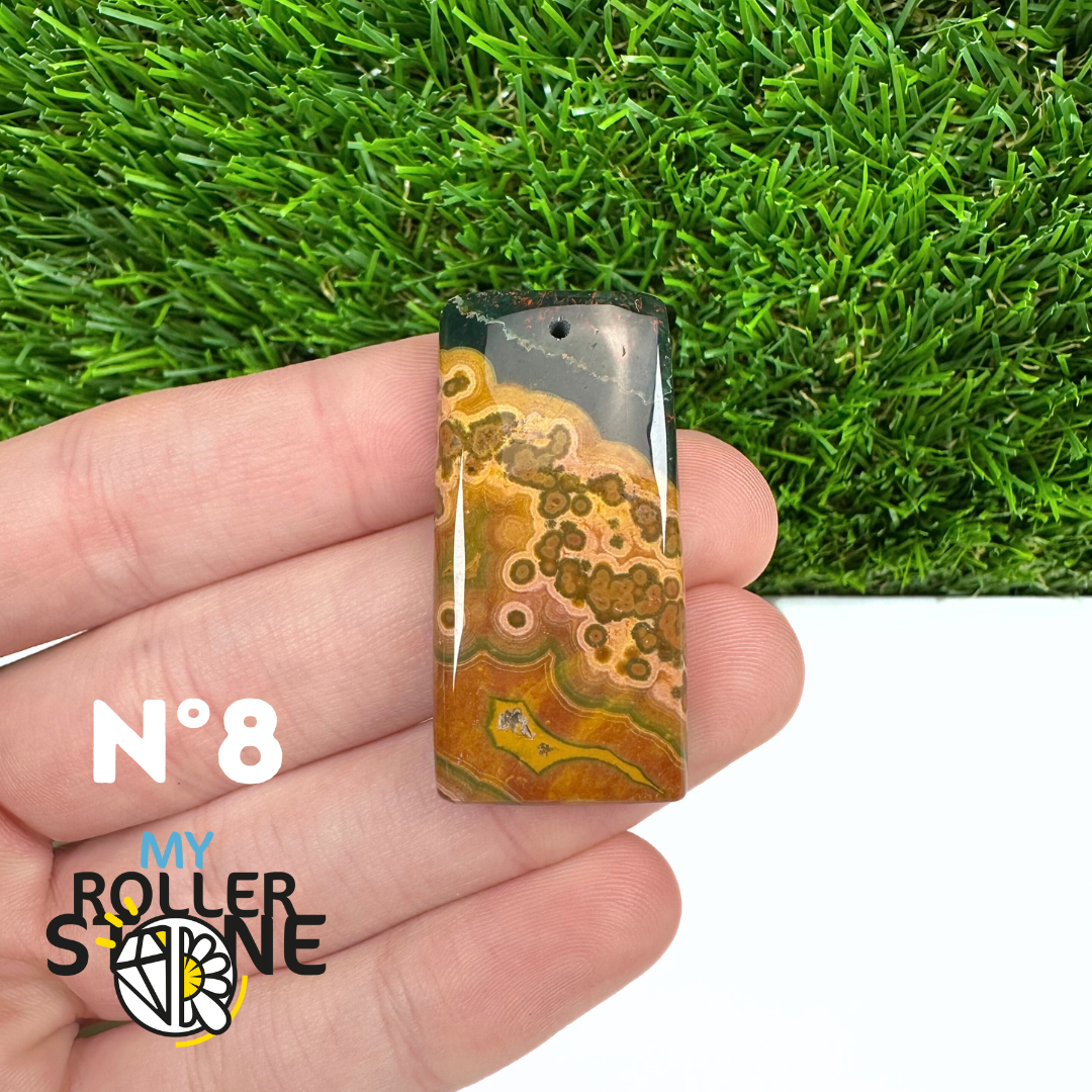 Pendentif Percé Jaspe Océan 5A