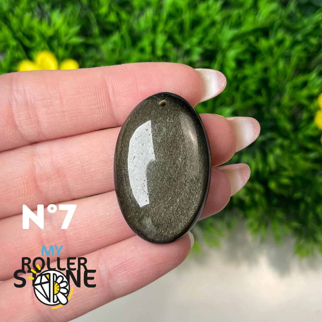 Pendentif Obsidienne dorée 5A percé
