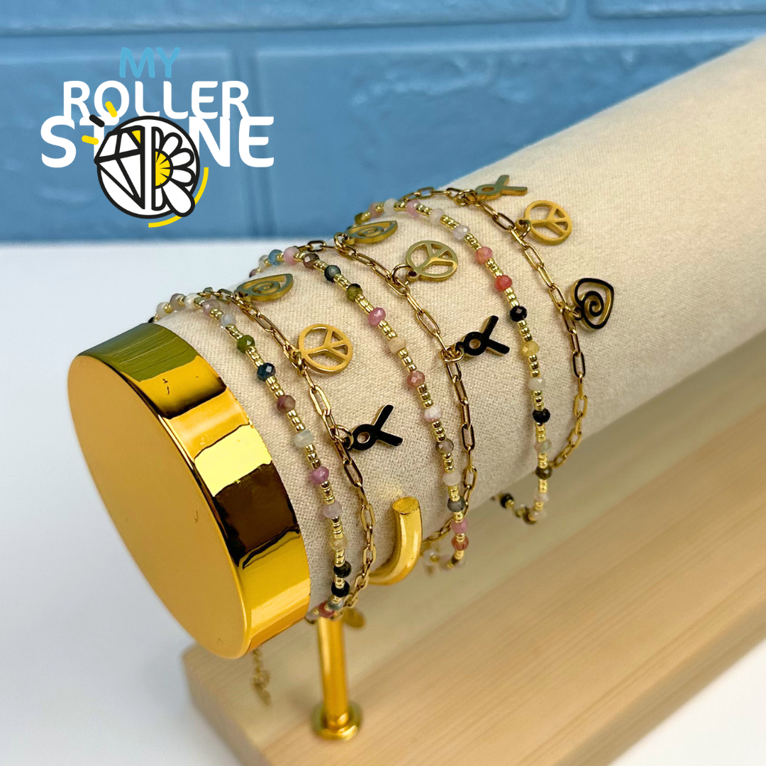 Bracelet Bohème Multi-Rangs en Pierres Naturelles