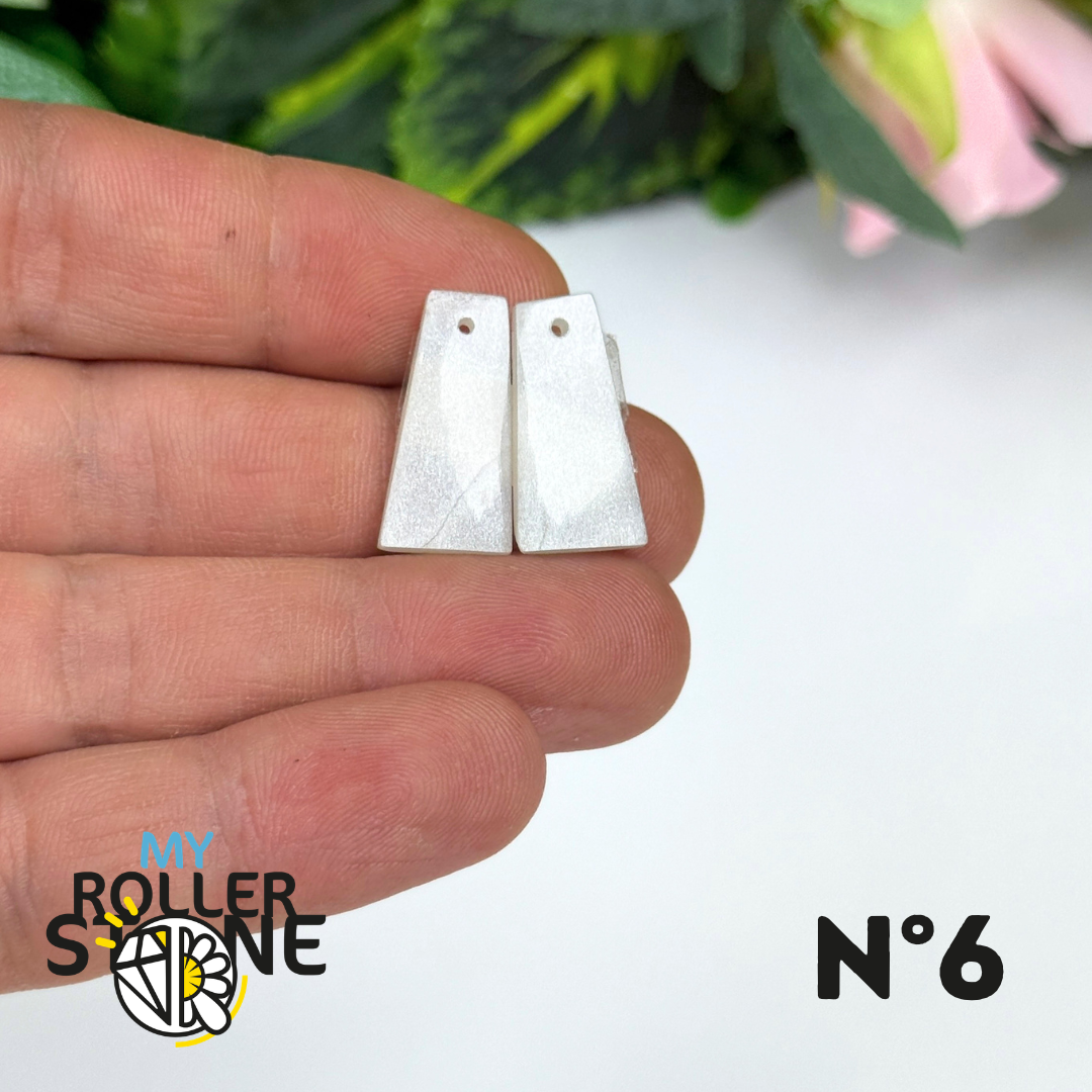 Paire de Cabochon percé en Pierre de lune D'Inde pour Boucles d'oreilles