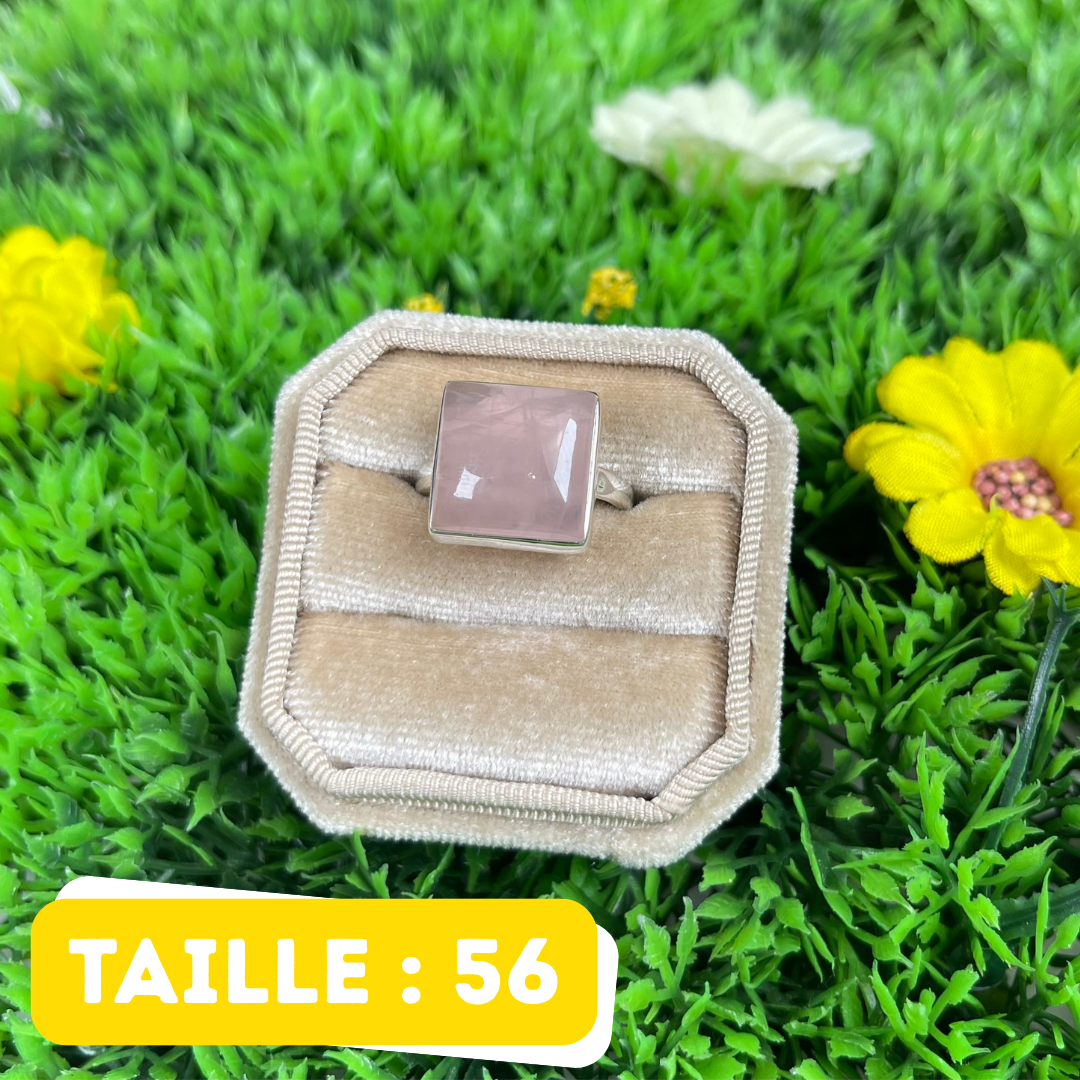 Bague Argent en Quartz rose #108