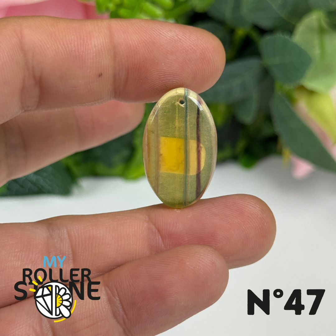 Pendentif Percé en Fluorite Multicolore à Bandes Dorées – Qualité 5A
