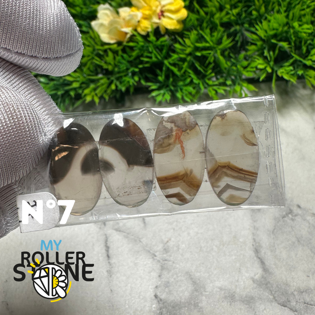 Paire de cabochons Agate Montana forme libre