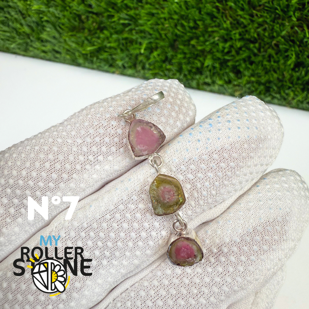 Pendentif Tourmaline Melon d'eau (Watermelon) et Argent