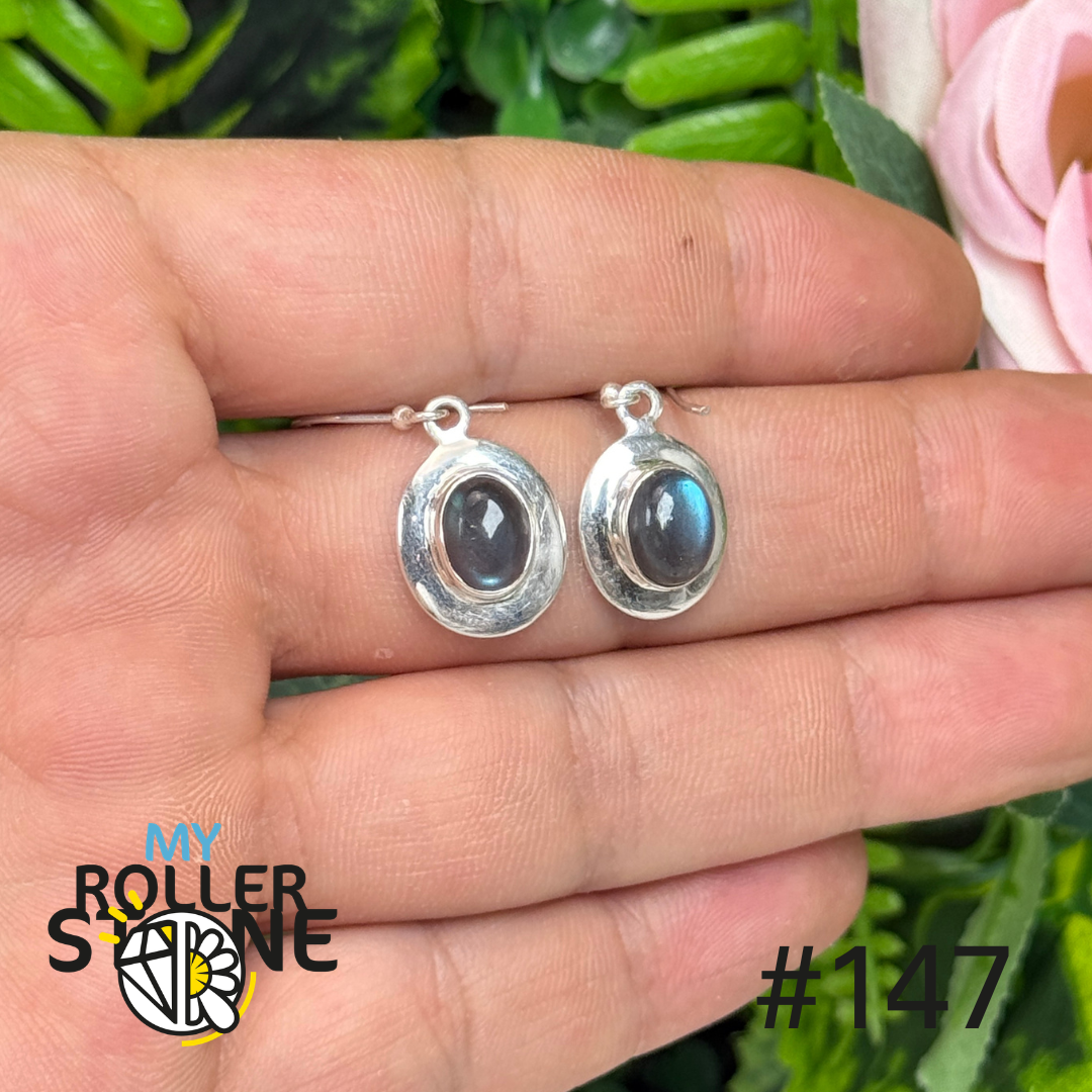 Boucles d’oreilles argent 925 labradorite #E147
