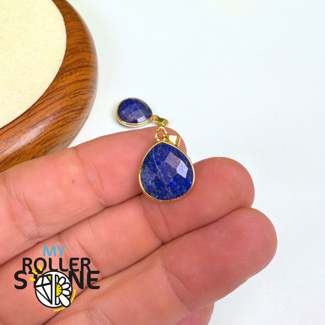 Pendentif Lapis Lazuli Goutte Facettée Doré