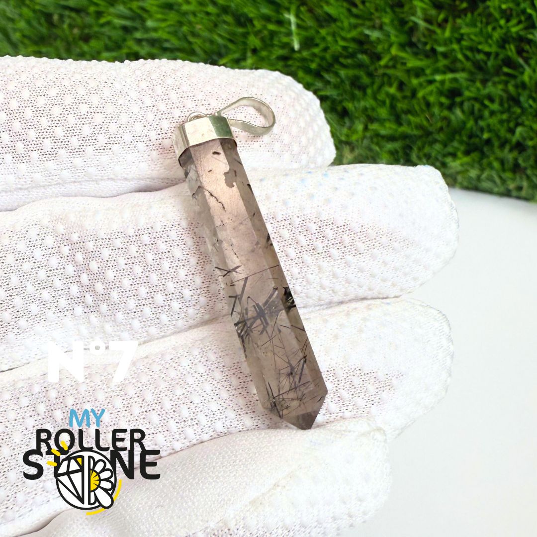 Pendentif Quartz Tourmaliné et Argent