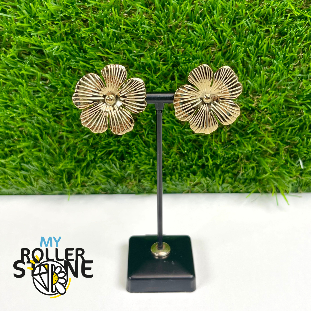 Boucles d'oreilles Fleur d'Or en acier inoxydable
