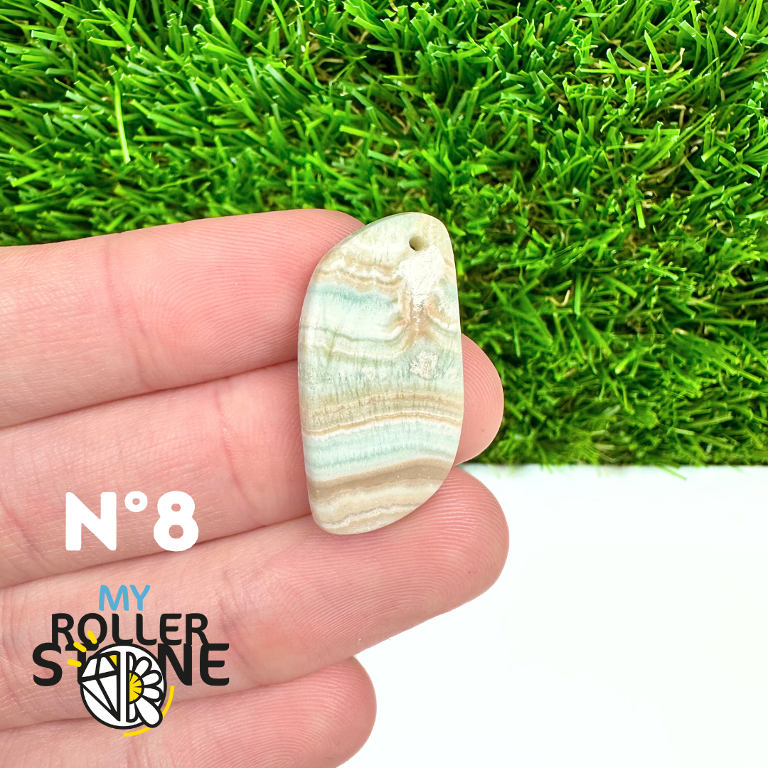 Pendentif Percé Calcite Cambrienne Bleue 5A