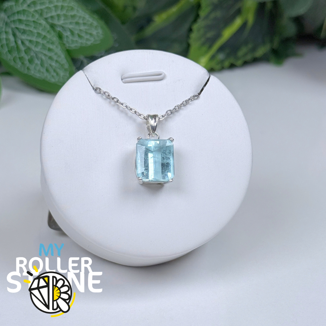 Pendentif Aigue-Marine du Brésil et Argent 925 #5