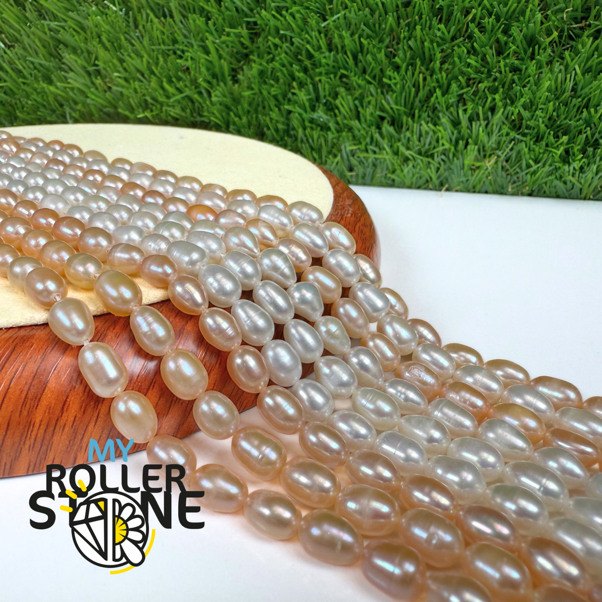 Perles d'eau douce naturelles de riz à haute brillance, 8X6 mm