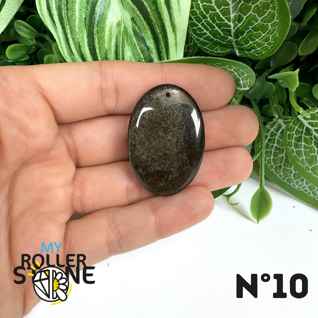 Pendentif Obsidienne dorée 5A percé