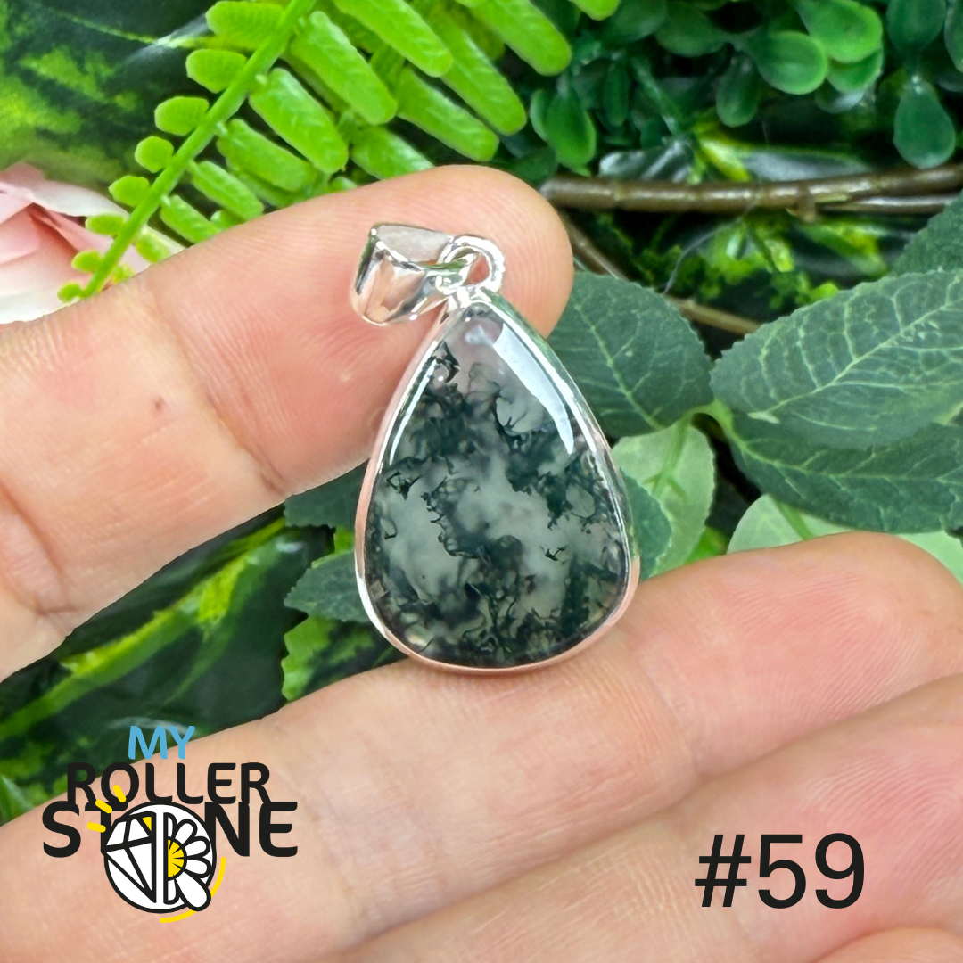 Pendentif argent 925 agate mousse #SP59