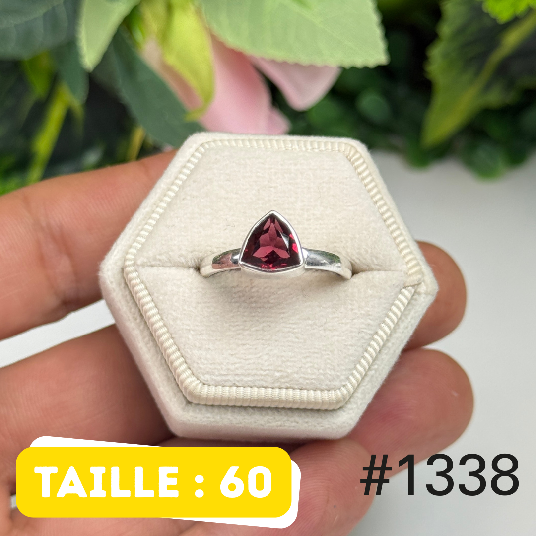 Bague argent 925 grenat facetté #1338