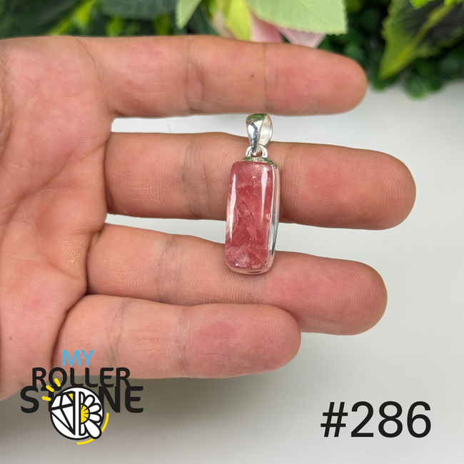 Pendentif argent 925 rhodochrosite translucide #P286