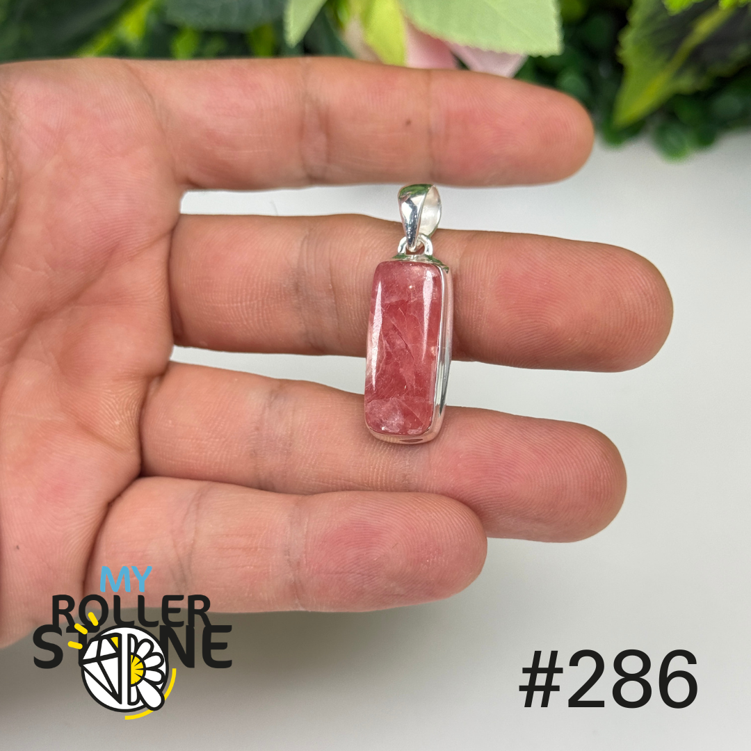 Pendentif argent 925 rhodochrosite translucide #P286