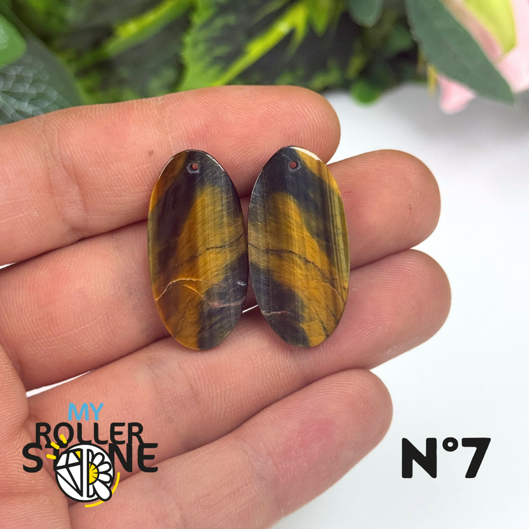 Paire de Cabochon percé en Oeil de Faucon pour Boucles d'oreilles