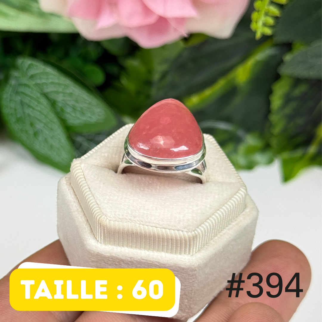 Bague argent 925 rhodochrosite translucide #R394
