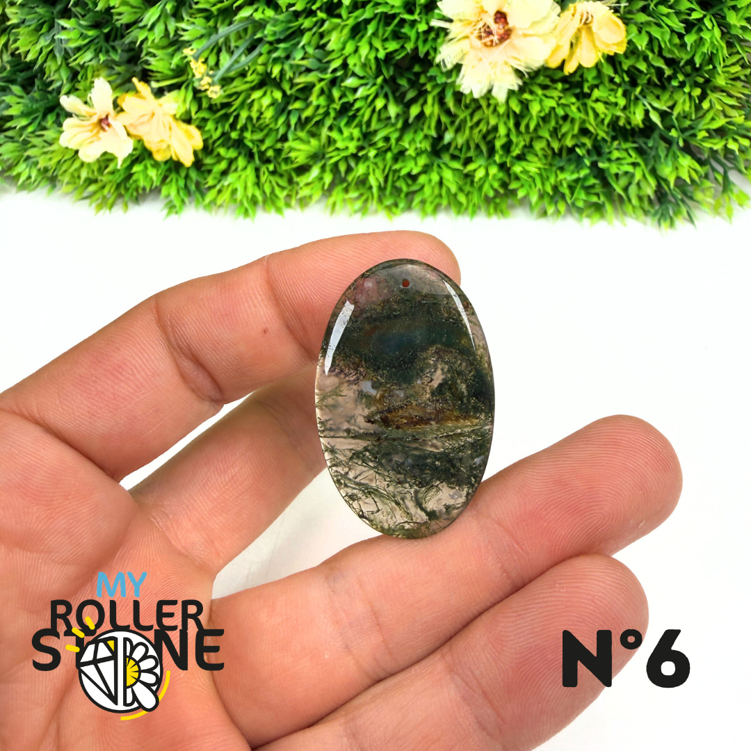 Pendentif Percé Agate Mousse Naturelle 5A