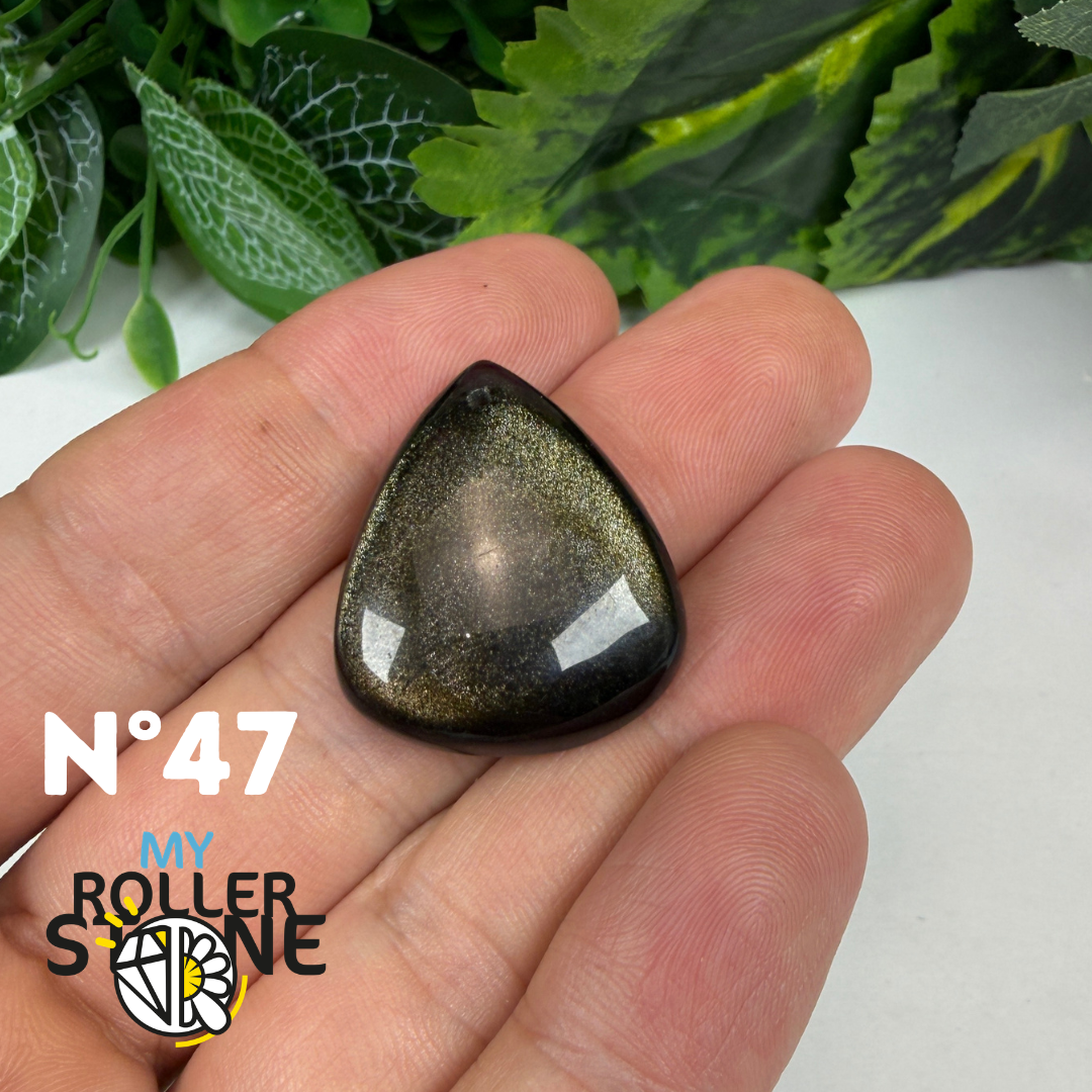 Pendentif Obsidienne dorée 5A percé