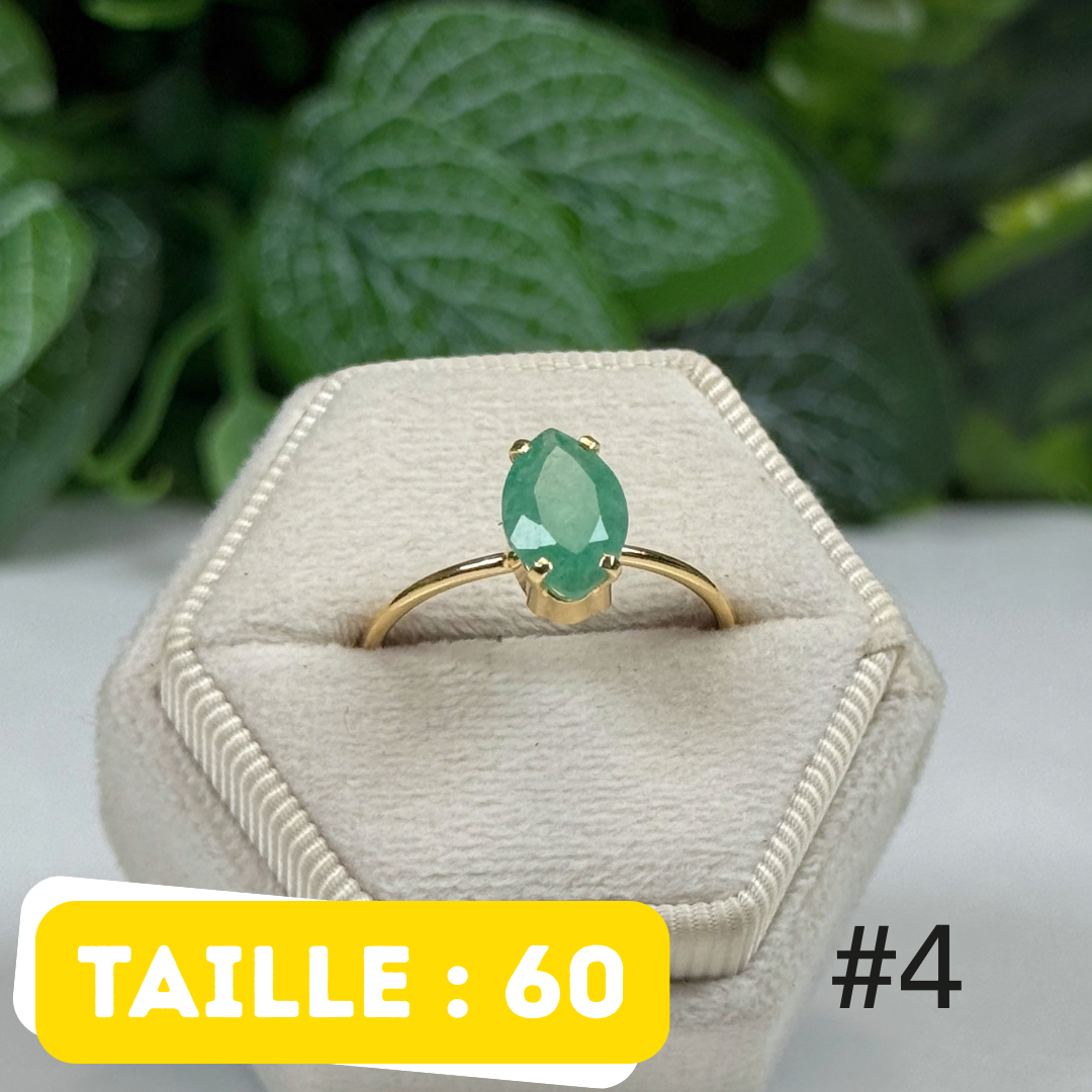 Bague Émeraude Argent 925 Plaqué Or #4