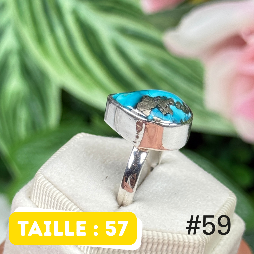 Bague argent 925 turquoise persane Nishapur #TR59
