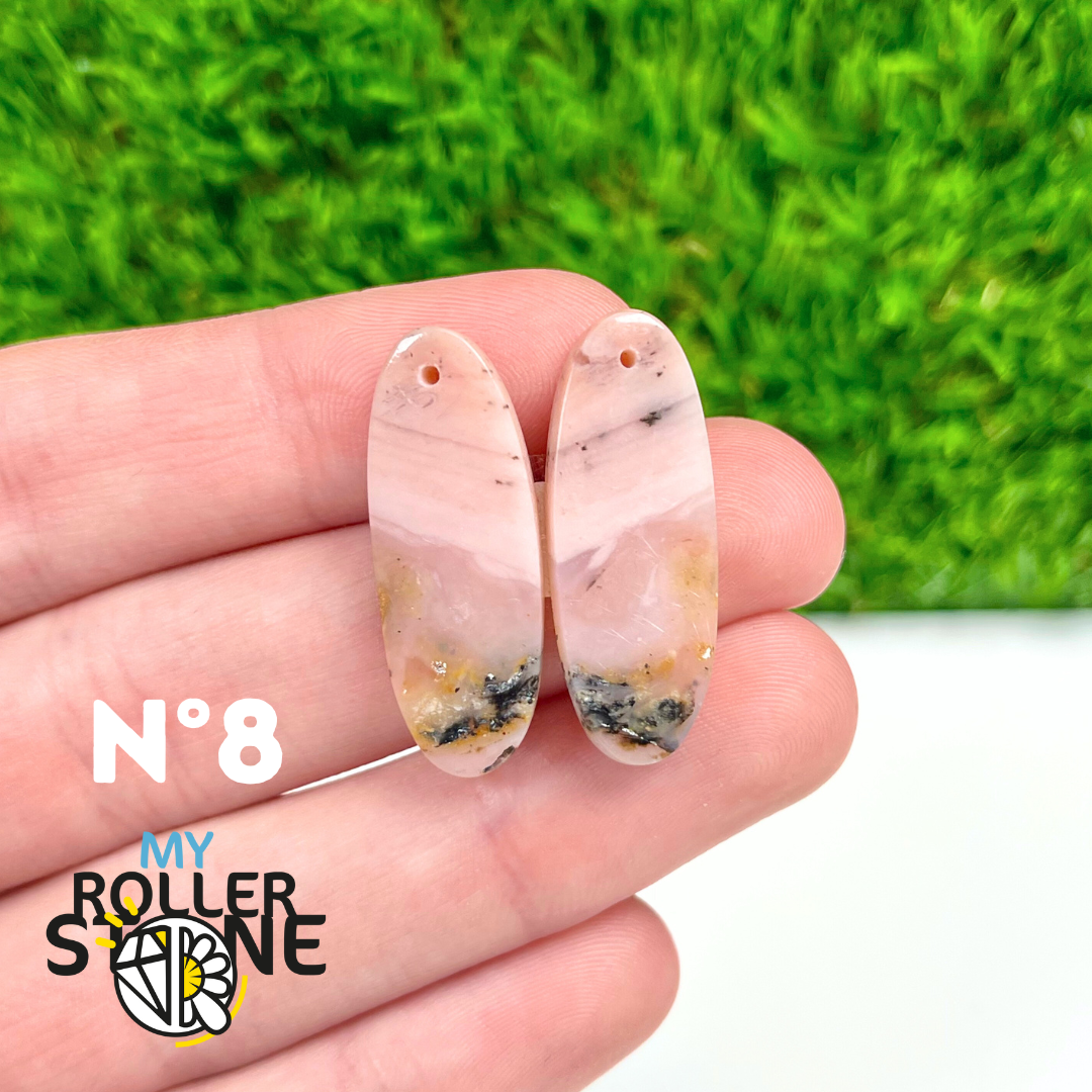 Pendentif Percé Opale Rose Duo