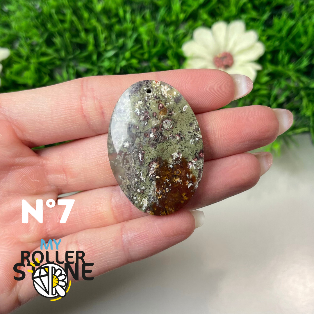 Pendentif Agate Mousse Indonésienne 5A Percé