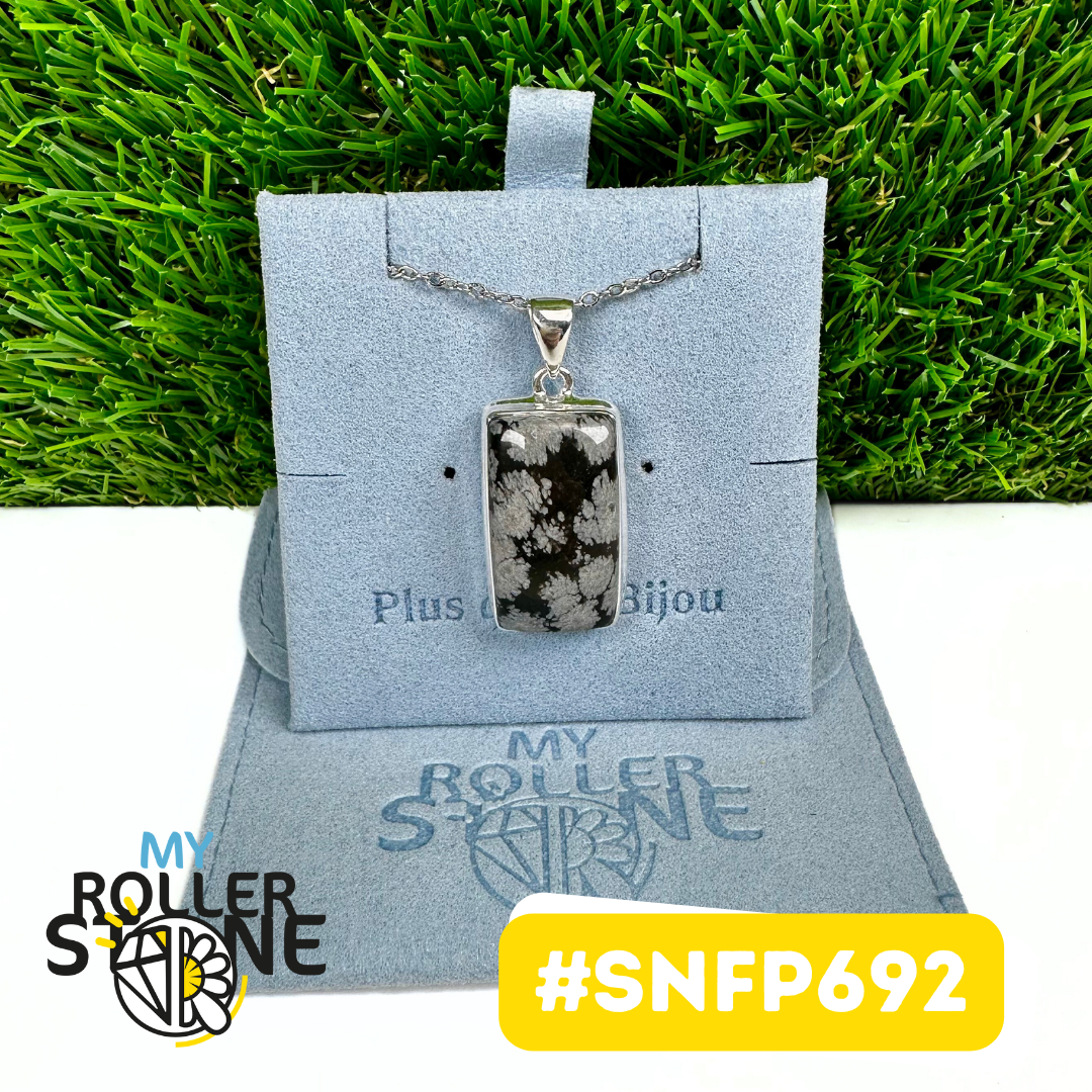 Pendentif Obsidienne Flocon de neige Argent 925 (SNFP692)