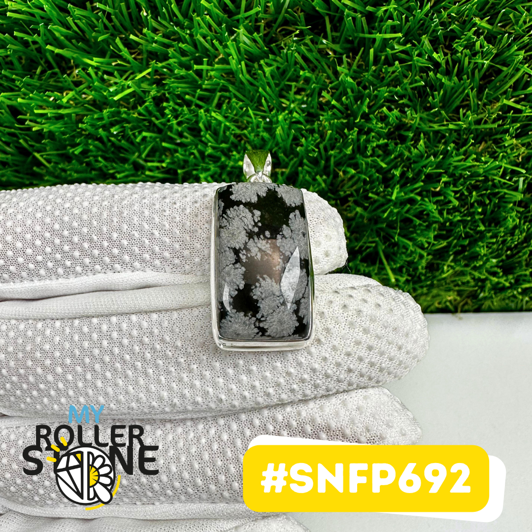 Pendentif Obsidienne Flocon de neige Argent 925 (SNFP692)