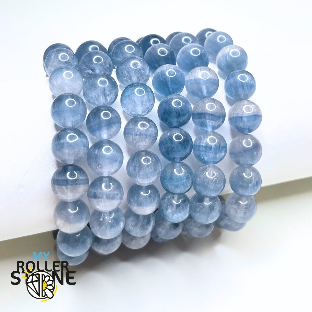 Bracelet en Fluorite Bleue Rayée 5A